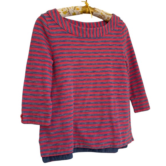 Talbots 3/4 Sleeve Nautical Boatneck Blouse Womens Sz M Petite Striped Tunic Top - Picture 2 of 8